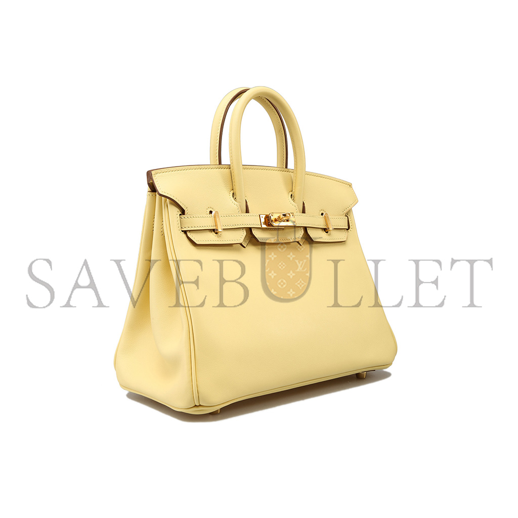 h**mes birkin 25 swift leather G003e egg yellow gold buckle bag h049362ck07 (25*20*13cm)